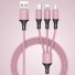 USB-auf-Micro-USB-/USB-C-/Lightning-Ladekabel 1,2 m rosa