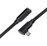 USB-C 3.1 M / F szögletes hosszabbító kábel fekete