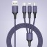USB - Micro USB / USB-C / Lightning 1,2 m töltőkábel lila