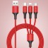 USB - Micro USB / USB-C / Lightning 1,2 m töltőkábel piros