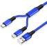 USB - USB-C / Micro USB töltőkábel kék