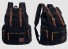 Utazóvászon hátizsák bőrrel, J3087 fekete