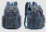 Utazóvászon hátizsák bőrrel, J3087 kék
