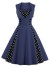 Vintage-Damenkleid mit Punkten dunkelblau