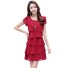 Volánkové šaty s krátkým rukávem červená