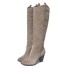 Wildlederstiefel mit Absatz J2725 creme