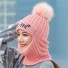 Winter-Sturmhaube für Damen mit Bommel rosa