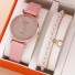 Zestaw zegarków z bransoletkami różowy