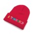 Zimní čepice s barevným nápisem červená