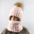 Zimowa czapka damska z szalikiem jasnoróżowy