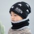 Zimowy dziecięcy zestaw czapek z daszkiem i apaszek D12 czarny